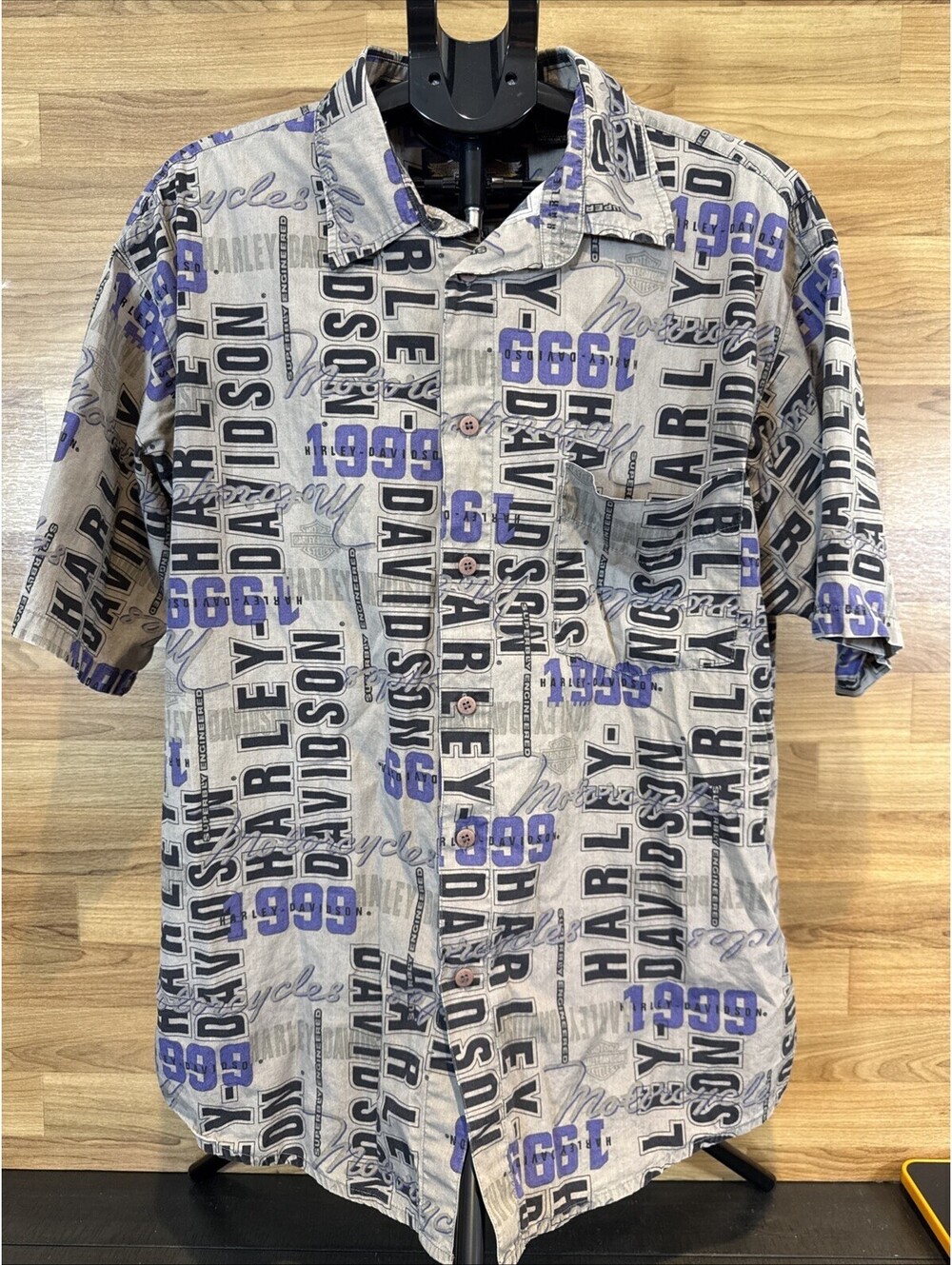 1999 Harley Davidson American Legend Shirt Size XL Y2K All Over Print Vintage